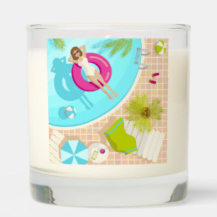 Swimming pool party girl in bikini summer beach scented candle