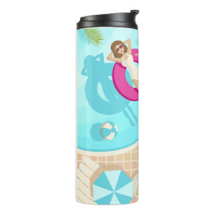Swimming pool party girl in bikini summer beach thermal tumbler