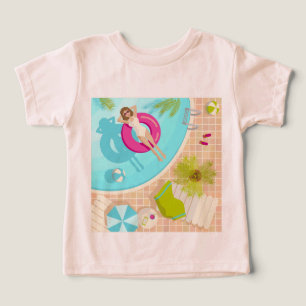 Swimming pool party girl in bikini summer beach  toddler t-shirt