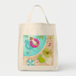 Swimming pool party girl in bikini summer beach  tote bag