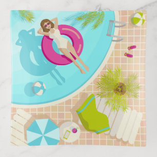 Swimming pool party girl in bikini summer beach  trinket tray