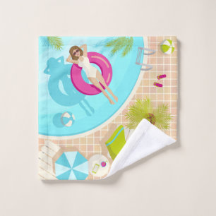 Swimming pool party girl in bikini summer beach wash cloth