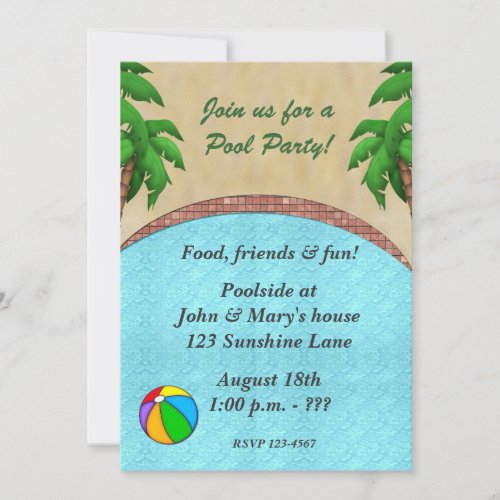 Swimming Pool Party Invitation