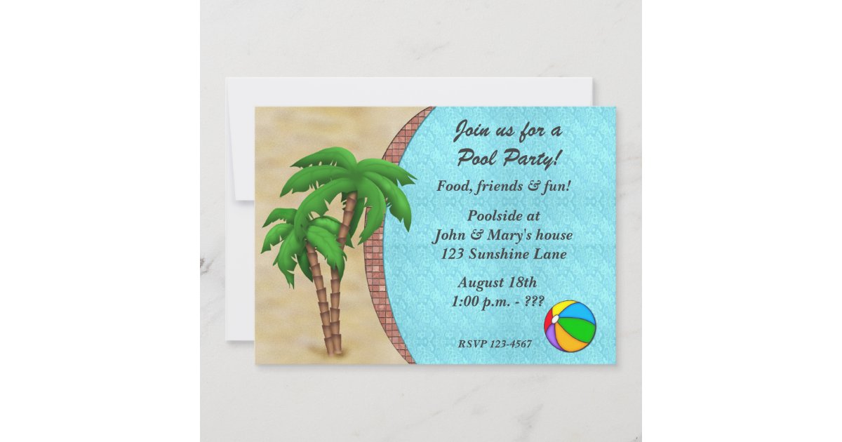 Swimming Pool Party Invitation Zazzle 5971