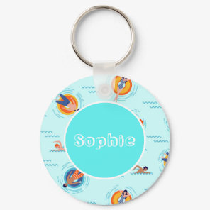Swimming pool party name gift keychain