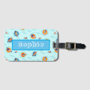 Swimming pool party name gift luggage tag