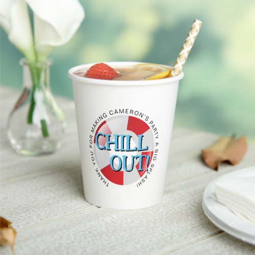 Swimming Pool Party red blue Chill out Custom  Paper Cups