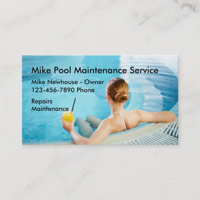 Swimming Pool Repair And Maintenance Business Card (Front)
