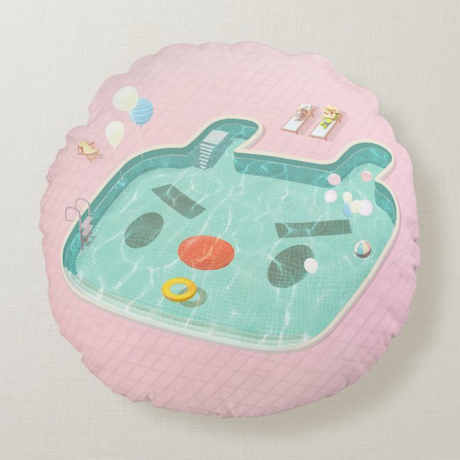 Swimming Pool Round Pillow (Front)
