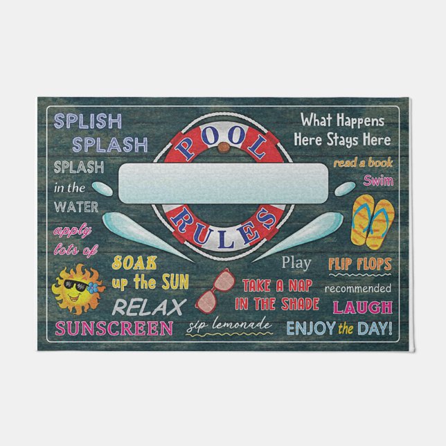 Swimming Pool Rules Customized Doormat (Front)
