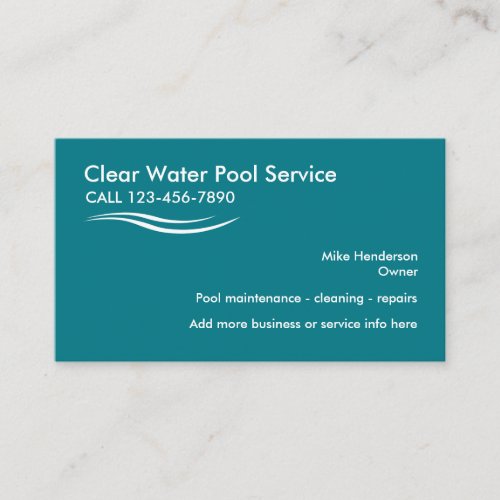 Swimming Pool Service Business Card