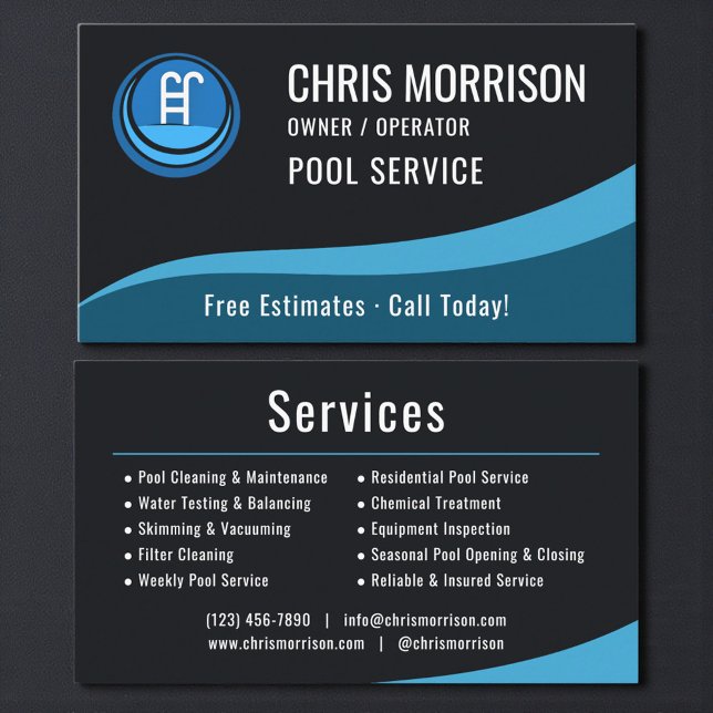 Swimming Pool Service  Business Card (Creator Uploaded)