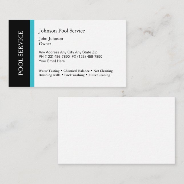 Swimming Pool Service Business Card (Front/Back)