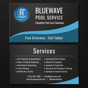Swimming Pool Service Metallic Business Card