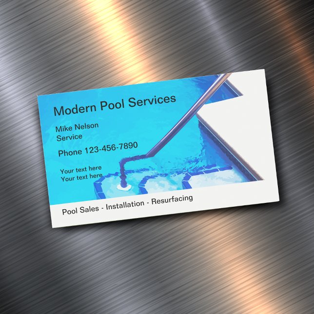 Swimming Pool Service Modern Business Card Magnet (Creator Uploaded)