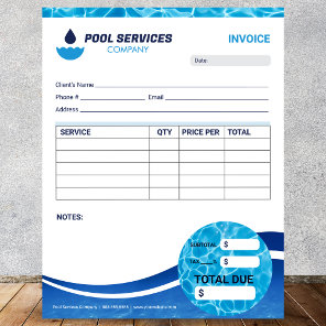 Swimming Pool Services Invoice Form Notepad
