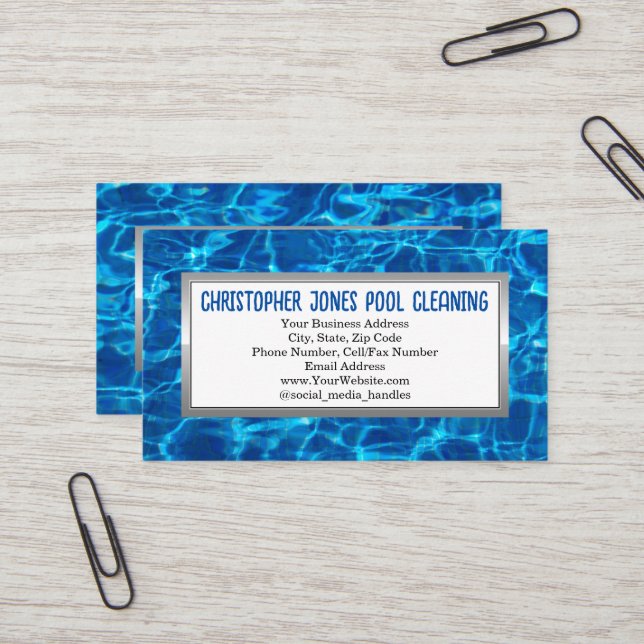 Swimming Pool Spa Cleaning Maintenance Service Business Card (Front/Back In Situ)