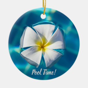 Swimming Pool Sparkling Water with Flower gift Ceramic Ornament