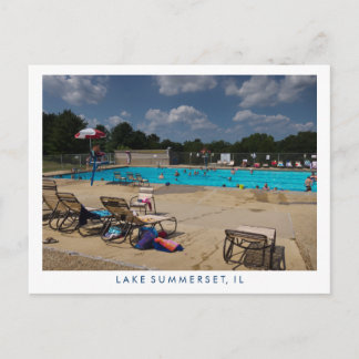 Swimming Pool Summertime Lake Summerset, Illinois Postcard