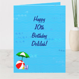 Swimming Pool Theme Birthday Card for Delilah 