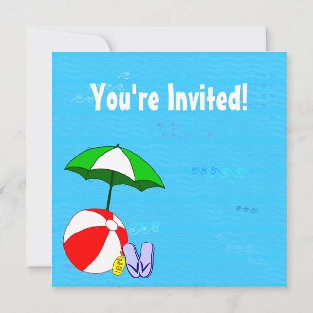 Swimming Pool Theme Custom Party Invitations (Front)
