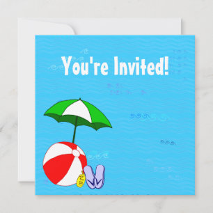 Swimming Pool Theme Custom Party Invitations