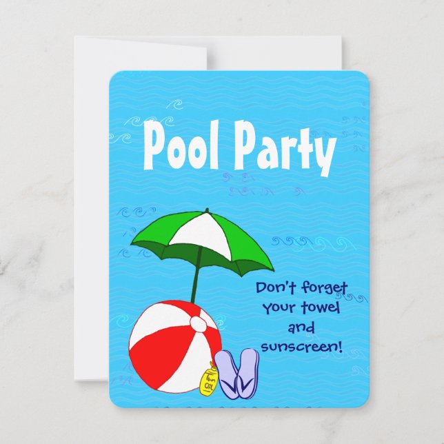 Swimming Pool Theme Custom Party Invitations (Front)