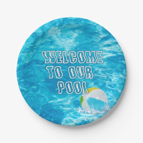 Swimming Pool Welcome Paper Plate