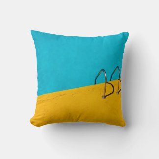 Swimming pool with stainless steel ladder throw pillow