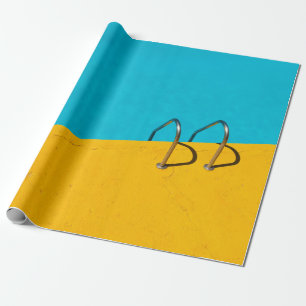 Swimming pool with stainless steel ladder wrapping paper