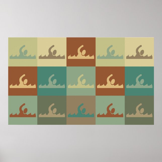 Swimming Pop Art Poster (Front)