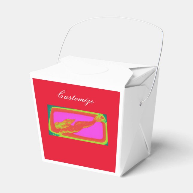 swimming red mermaid favor boxes (Front Side)