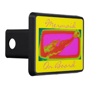 swimming red mermaid onboard pink/yellow tow hitch cover