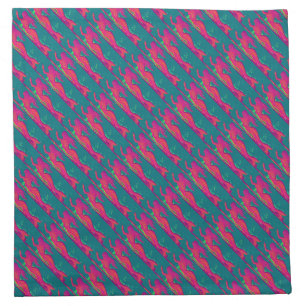 swimming red mermaids on green napkin