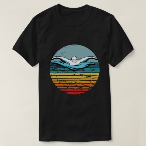 Swimming Retro Vintage Circle 80s Swim Vaporwave T_Shirt