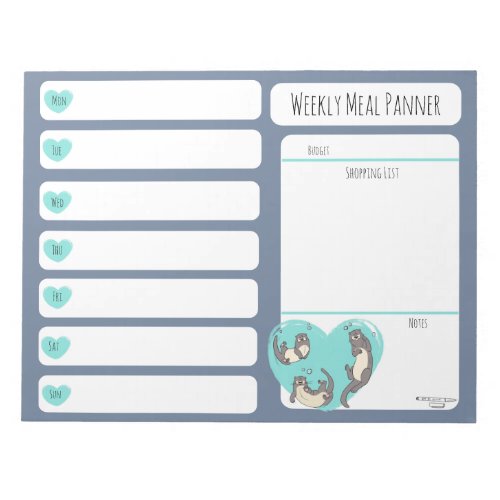 Swimming River Otter Weekly Meal planner notepad