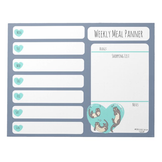 Swimming River Otter Weekly Meal planner notepad (Front)