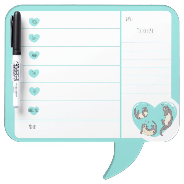 Swimming River Otter Weekly Planner  Dry Erase Board (Front)