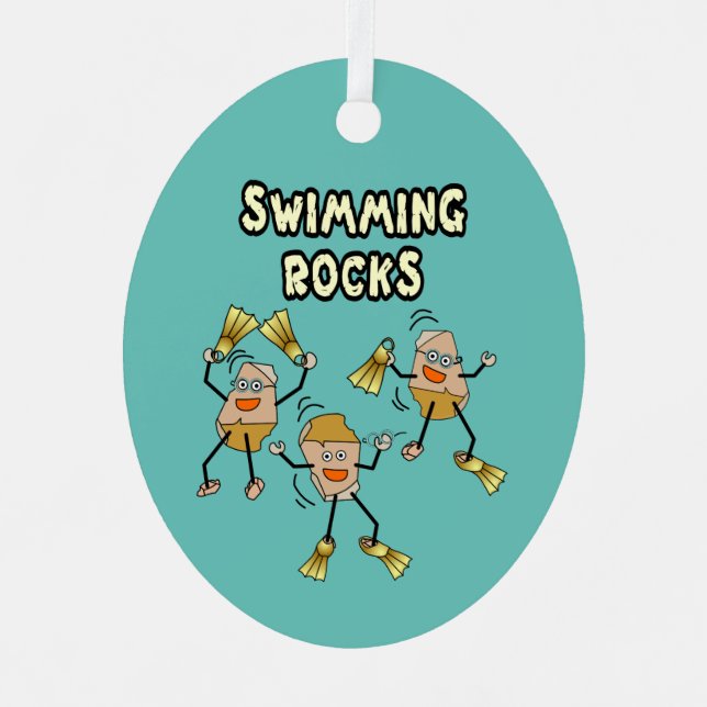 Swimming Rocks Metal Ornament (Front)