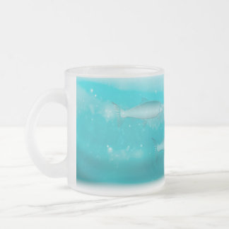 Swimming Salmon Frosted Glass Coffee Mug