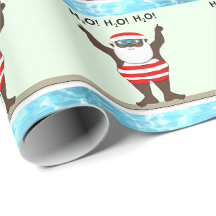 Swimming Santa Christmas Wrapping Paper