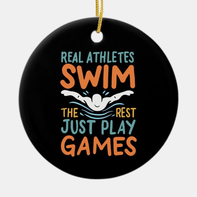 Swimming Saying Ceramic Ornament (Front)