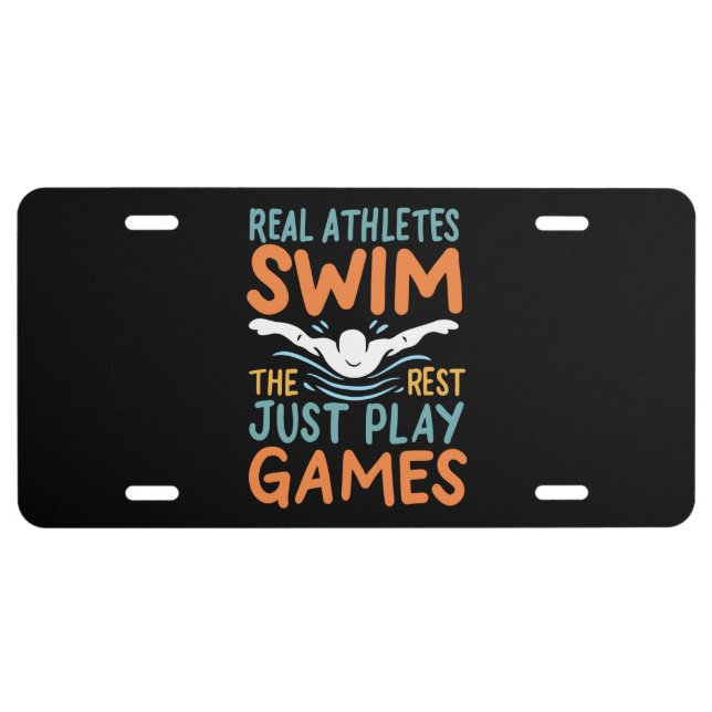 Swimming Saying License Plate (Front)
