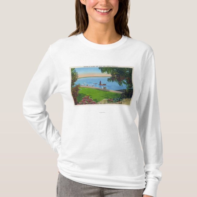 Swimming Scene at Cayuga Lake State Park T-Shirt (Front)
