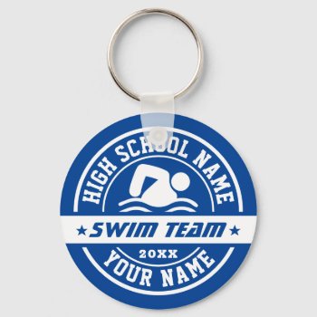 Swimming School Swim Team Personalize Text Keychain by raindwops at Zazzle