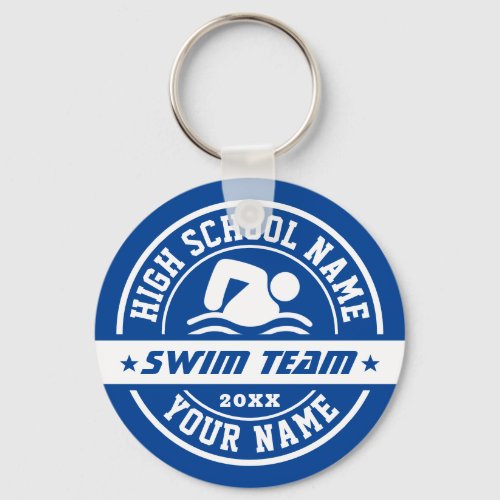 Swimming School Swim Team Personalize Text Keychain