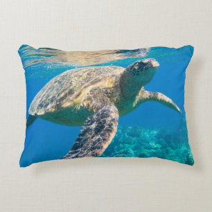 Swimming Sea Turtle Accent Pillow