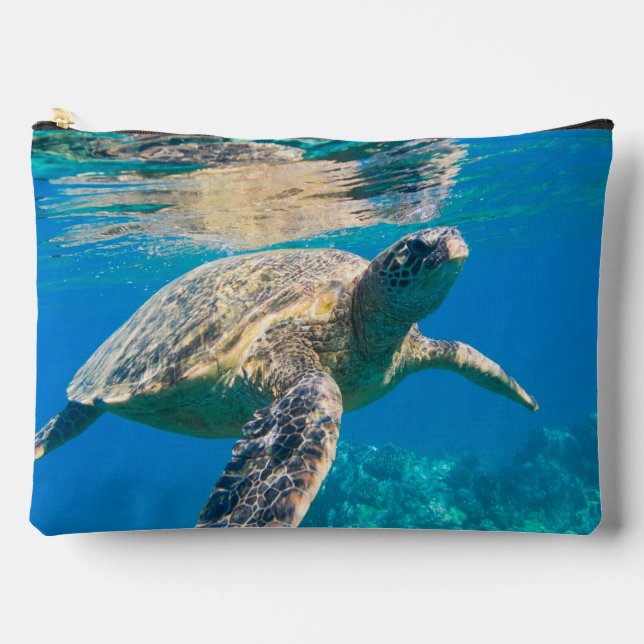 Swimming Sea Turtle Accessory Pouch (Front)