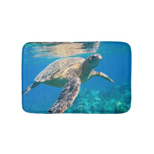 Swimming Sea Turtle Bathroom Mat (Front)