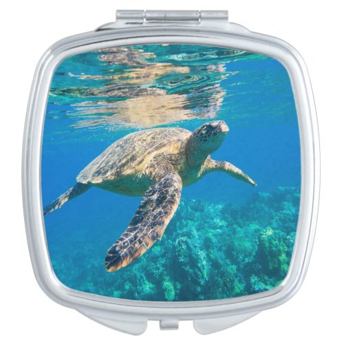 Swimming Sea Turtle Compact Mirror